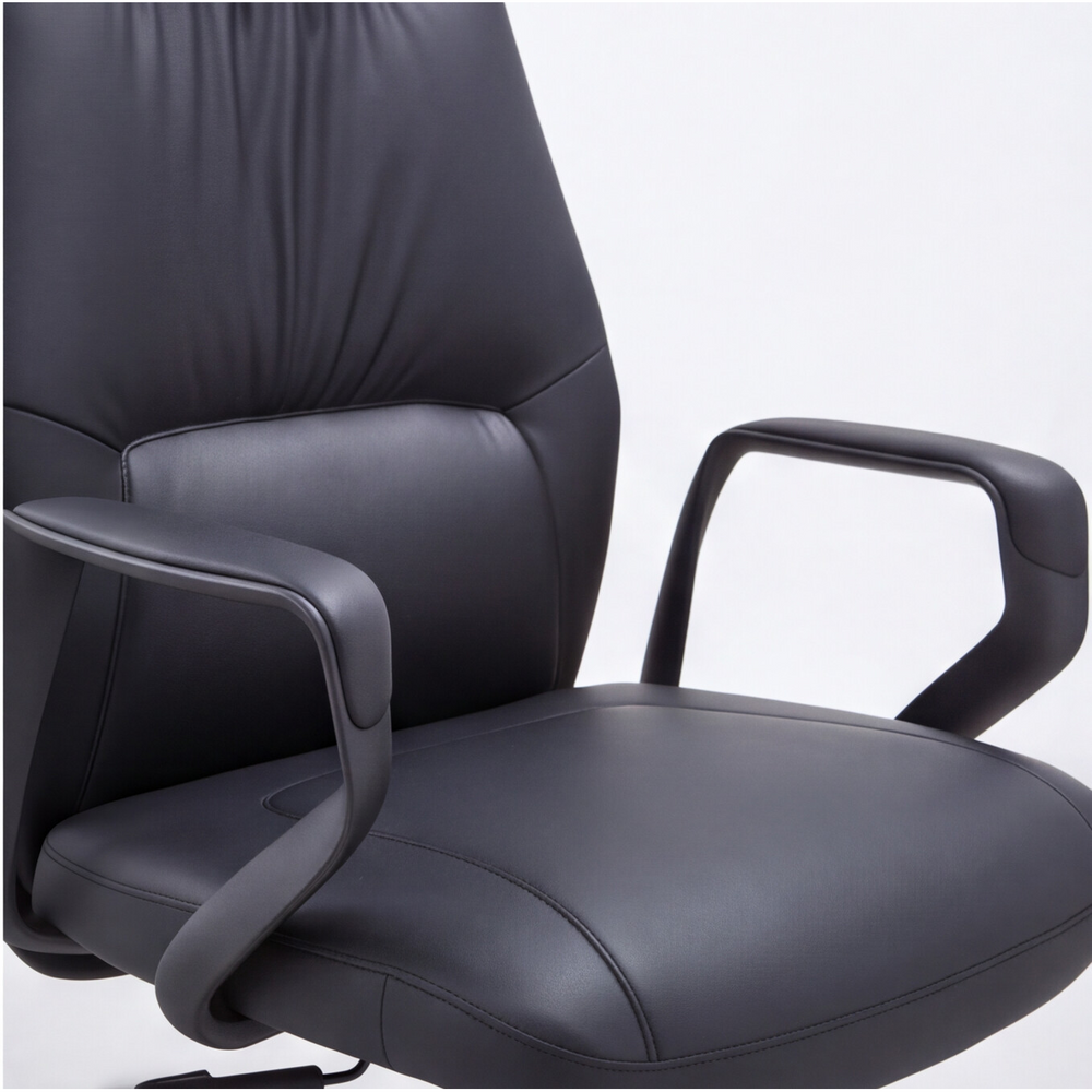 Neva Alva Black chair, padded seat, lower back and loop armrests