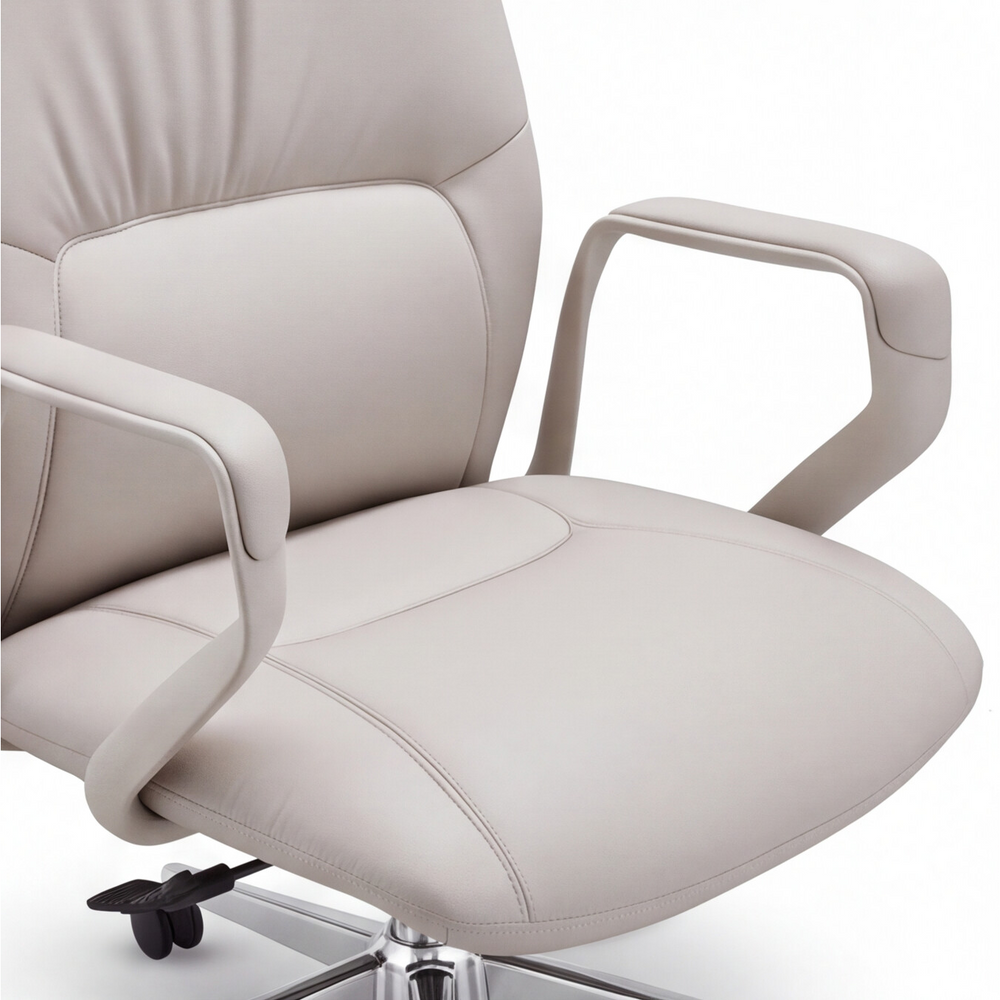 Neva Alva Pearl White chair, padded seat, lower back and loop armrests