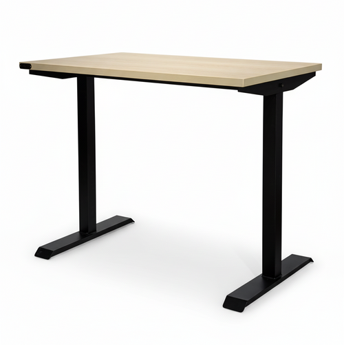 Neva T-Frame office desk with light wood top and black legs