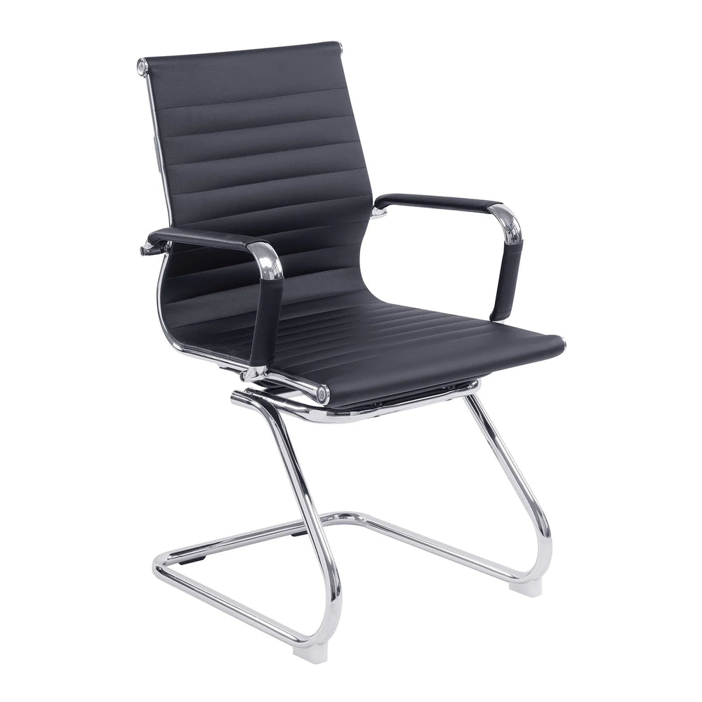 Neva Sled Sled-Base Visitor Chair – black finish, back view