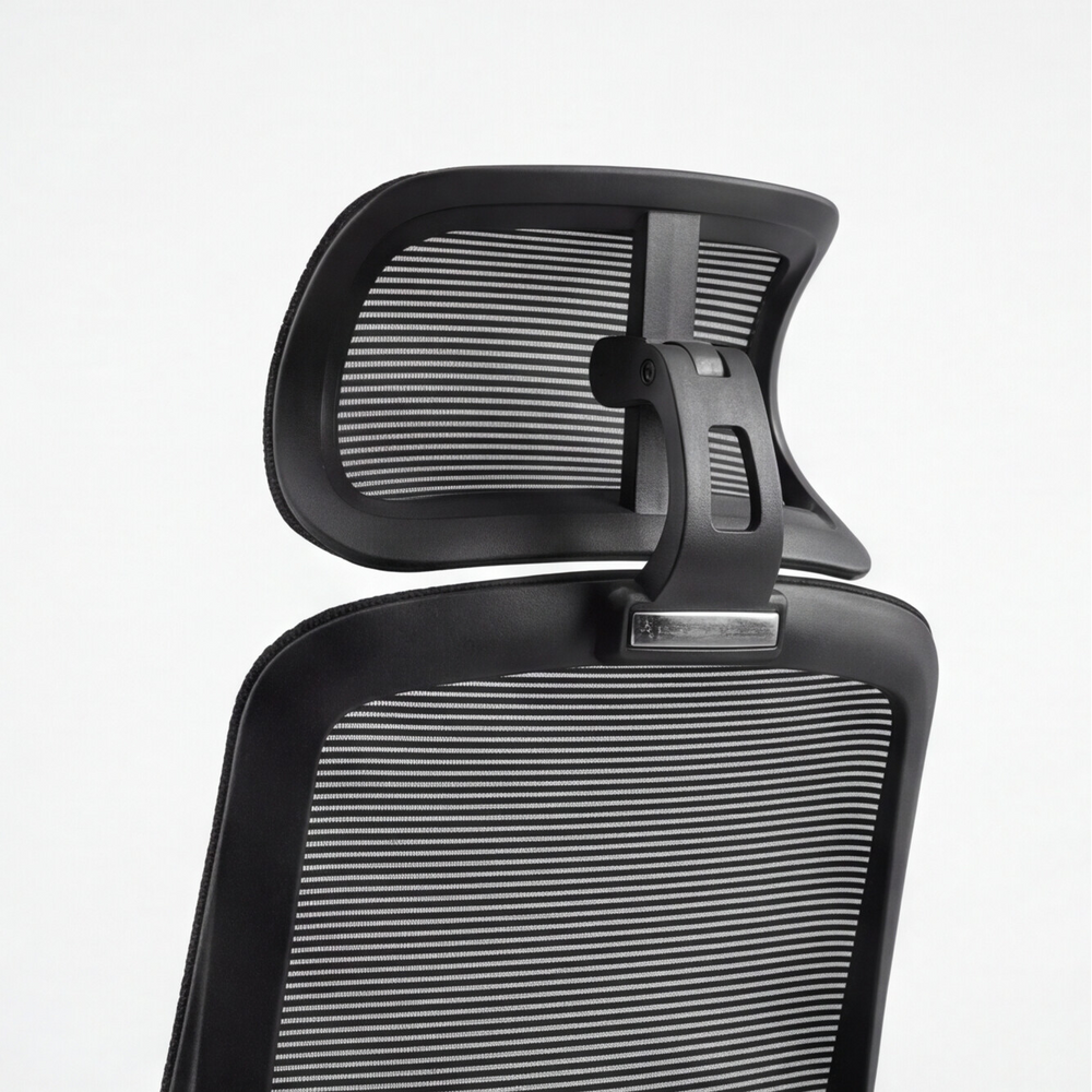 Neva Brix chair breathable mesh adjustable headrest close-up