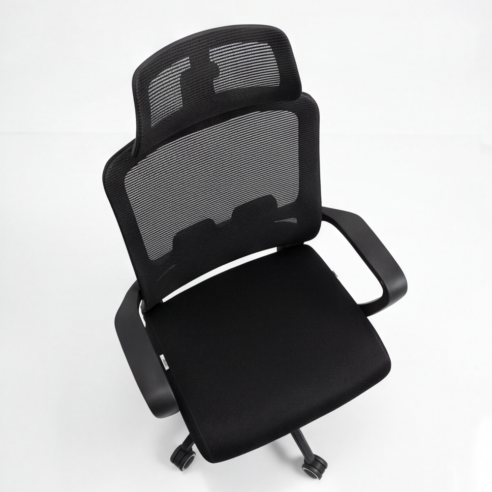 Neva Brix chair curved padded seat and breathable back support, top view