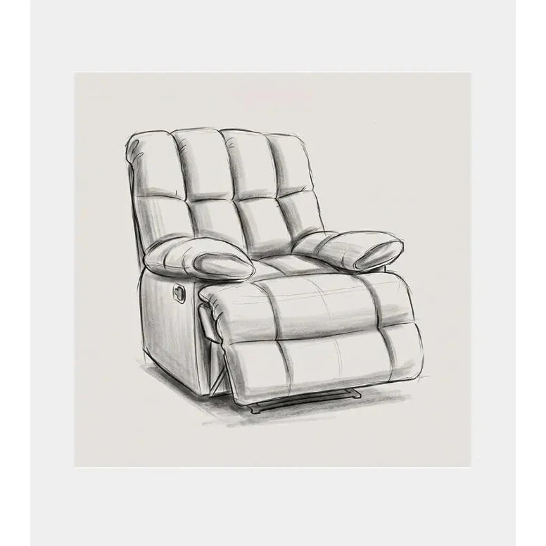 Illustration of the Neva manual recliner with padded back, seat and arms