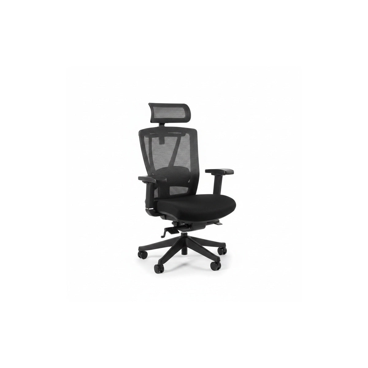 Black FlexiSpot BS14 mesh-back office chair with headrest, padded seat, armrests and five-star base