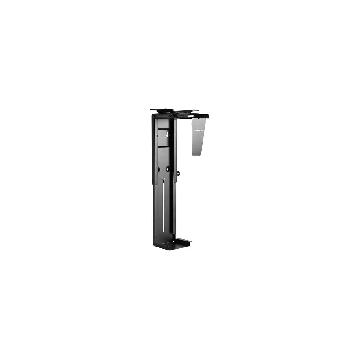 Black adjustable FlexiSpot CH2B computer holder with mounting plate and lower support
