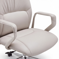 Neva Alva Chair in Pearl White, padded seat and armrest detail