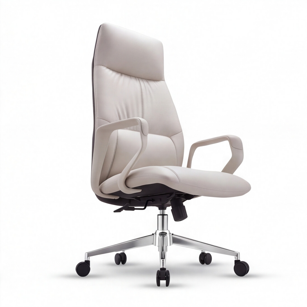 Neva Alva Chair in Pearl White, side view