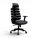 Black ergonomic office chair on a white background