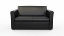Black leather sofa on a white background