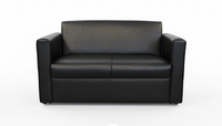 Black leather sofa on a white background