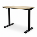 Table with black legs and a light wood top on a white background