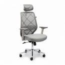 Gray office chair with headrest on a white background