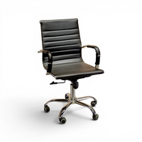 Black office chair with chrome base on a white background
