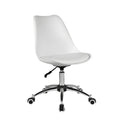 White office chair with a chrome base on a white background