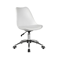 White office chair with a chrome base on a white background