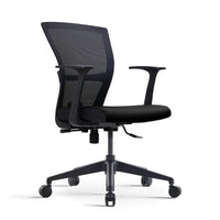 Black office chair with mesh backrest on a white background besthul e1