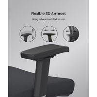 FlexiSpot ergonomic office chair with adjustable 3D armrests in black mesh fabric.
