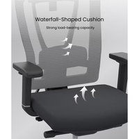 FlexiSpot BS14 ergonomic office chair in black mesh with waterfall-shaped seat cushion for comfort and support.