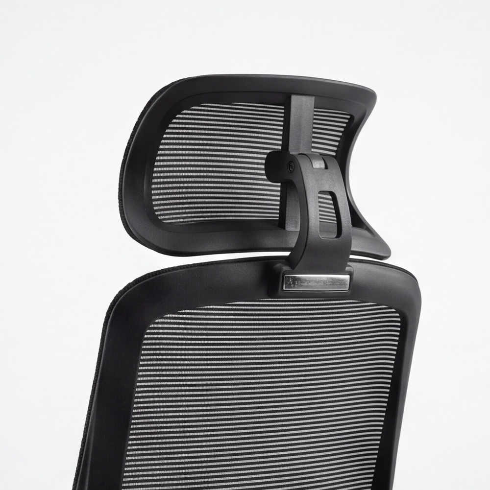 Neva Brix chair breathable mesh adjustable headrest close-up