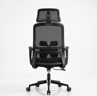 Neva Brix Black ergonomic chair, front view with adjustable headrest