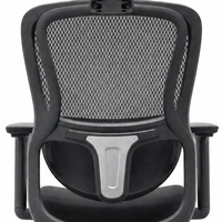 Rear mesh, black frame and silver-grey T-shaped support detail of the Neva Curve chair.