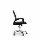 Neva Furniture black mesh back office chair with padded seat and chrome base with casters