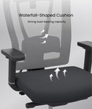 Neva Furniture BS14 ergonomic office chair in black mesh with waterfall-shaped seat cushion for comfort and support.
