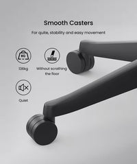 Neva Furniture BS14 black office chair casters with 136kg capacity, quiet, and floor-scratching protection.