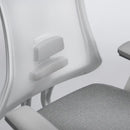Neva Furniture Sheer ergonomic office chair with adjustable lumbar support and gray fabric seat.
