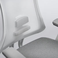 Neva Furniture Sheer ergonomic office chair with adjustable lumbar support and gray fabric seat.