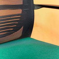 Neva Furniture Vibe Chair with black mesh back and green cushioned seat, ideal for home office.