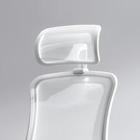 Neva Furniture white mesh ergonomic office chair with adjustable headrest and lumbar support.