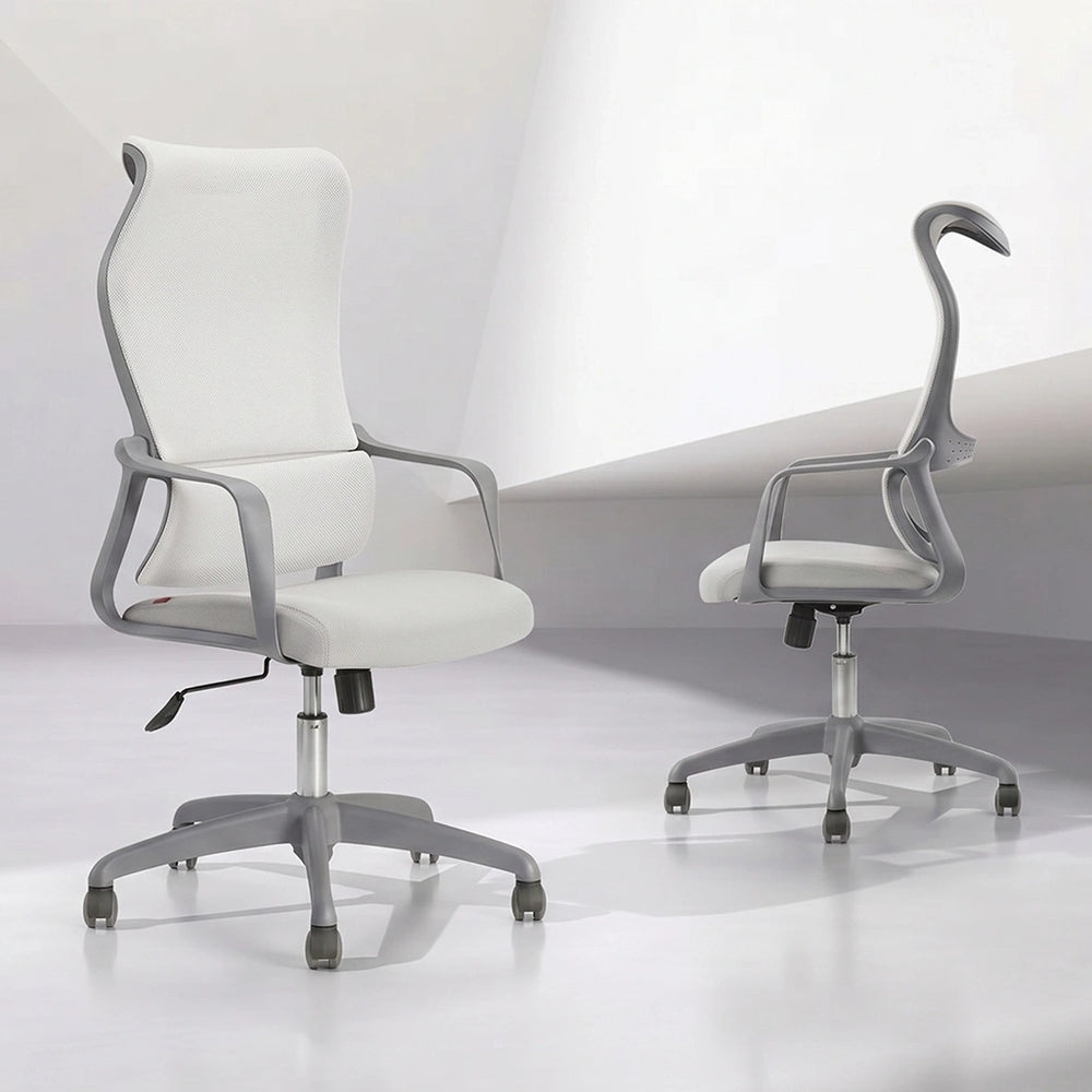 Neva Orbit Chair in a modern workspace shown from front and rear