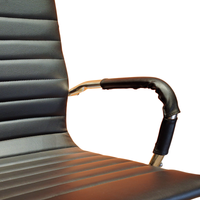 Neva Sit Black office chair, curved black padded arm sleeve with exposed metal collar