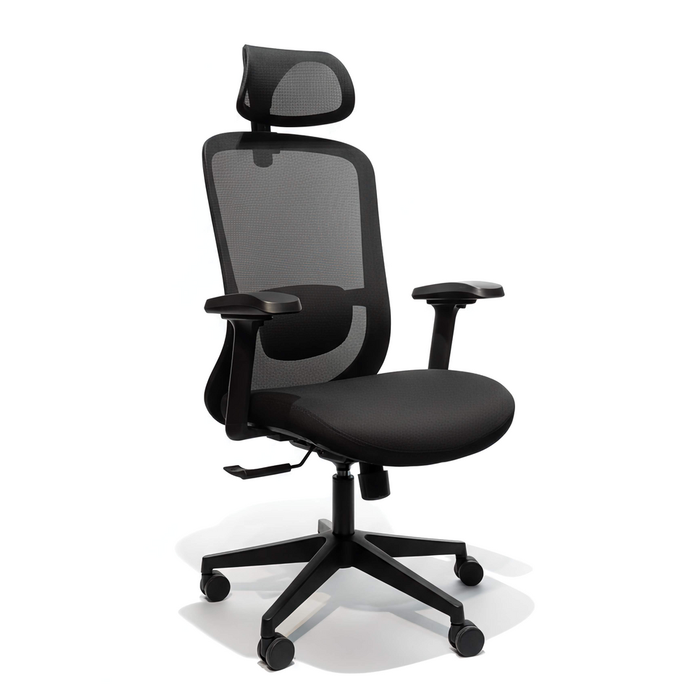 Neva Linea mesh ergonomic office chair in black with cushioned seat
