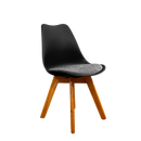 Black chair with wooden legs on a white background