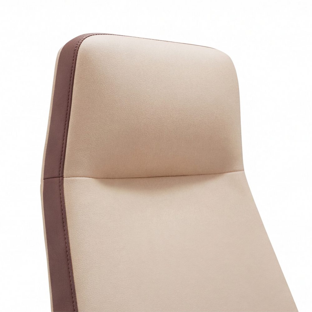 Neva Vale Chair padded backrest and integrated headrest detail